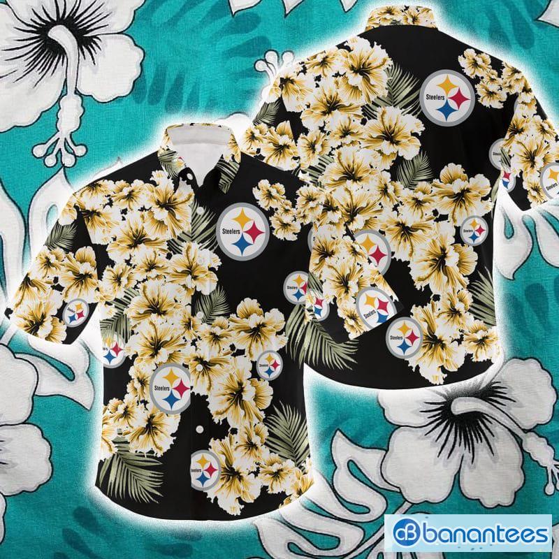 Pittsburgh Steelers Hibiscus Flower Pattern NFL Hawaiian Shirt