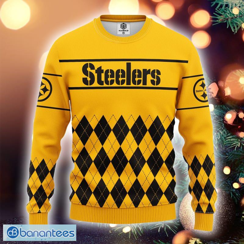 NFL Pittsburgh Steelers Black White Pittsburgh Steelers Ugly Christmas  Sweater Gift For Men And Women - Banantees