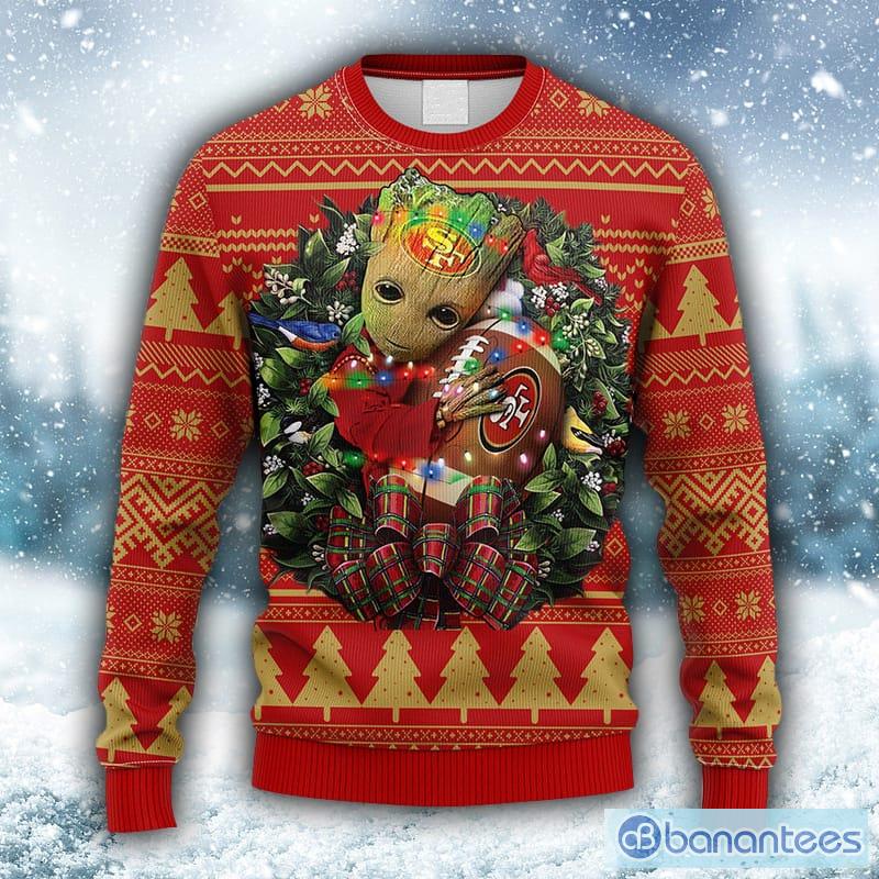 NFL San Francisco 49ers Groot Hug Christmas Ugly 3D Sweater For Men And  Women Gift Ugly Christmas - Banantees