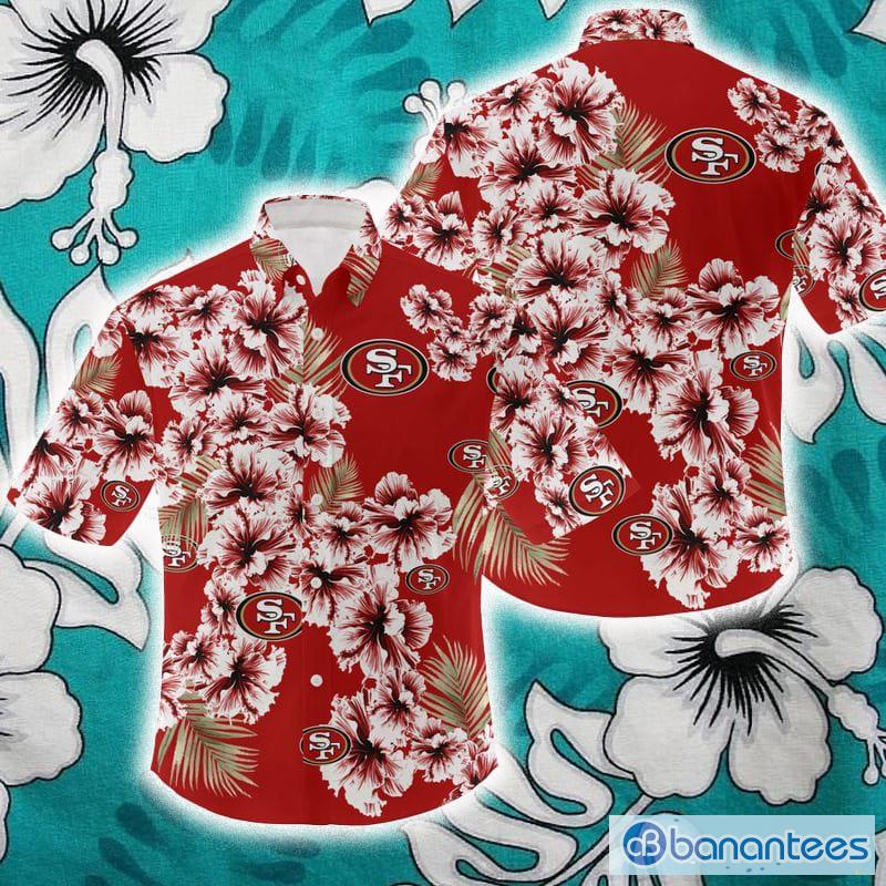 San Francisco 49ers Nfl Color Hibiscus Button Up Hawaiian Shirt