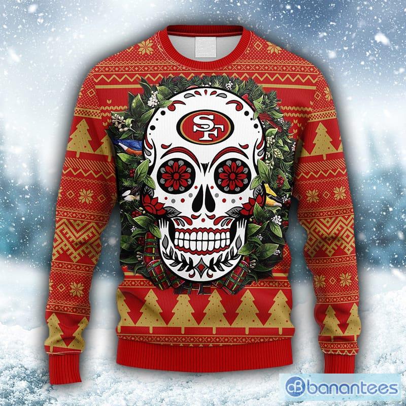 Christmas Gift San Francisco 49ers Skull Pattern 3D Ugly Christmas Sweater  For Men And Women