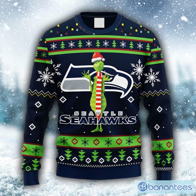 NFL Fans Seattle Seahawks Funny Grinch Logo Ugly Christmas Sweater For Men  And Women - Banantees