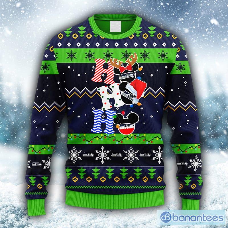 Seattle Seahawks HoHoHo Mickey Christmas AOP Sweater