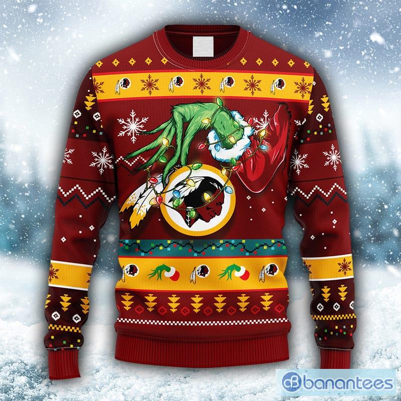 Men And Women Christmas Gift NFL Washington Redskins Logo With Funny Grinch  3D Ugly Christmas Sweater For Fans - Banantees