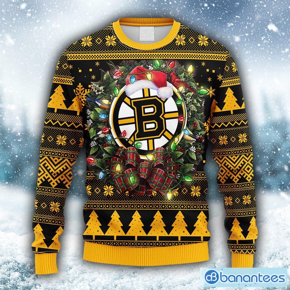 NHL Boston Bruins Cute 12 Grinch Face Xmas Day Ugly Christmas Sweater Sport  Fans Men And Women Christmas Gift