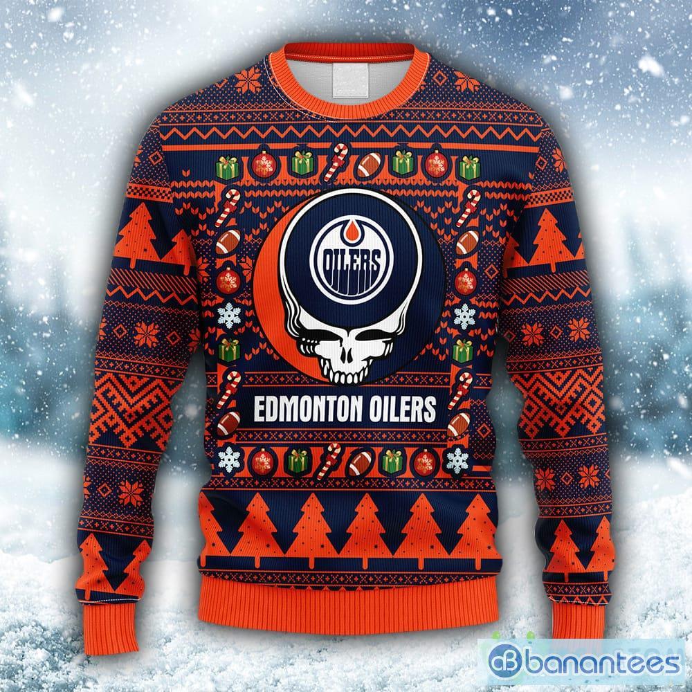 Edmonton Oilers Grateful Dead Ugly Christmas Fleece Sweater - Jomagift