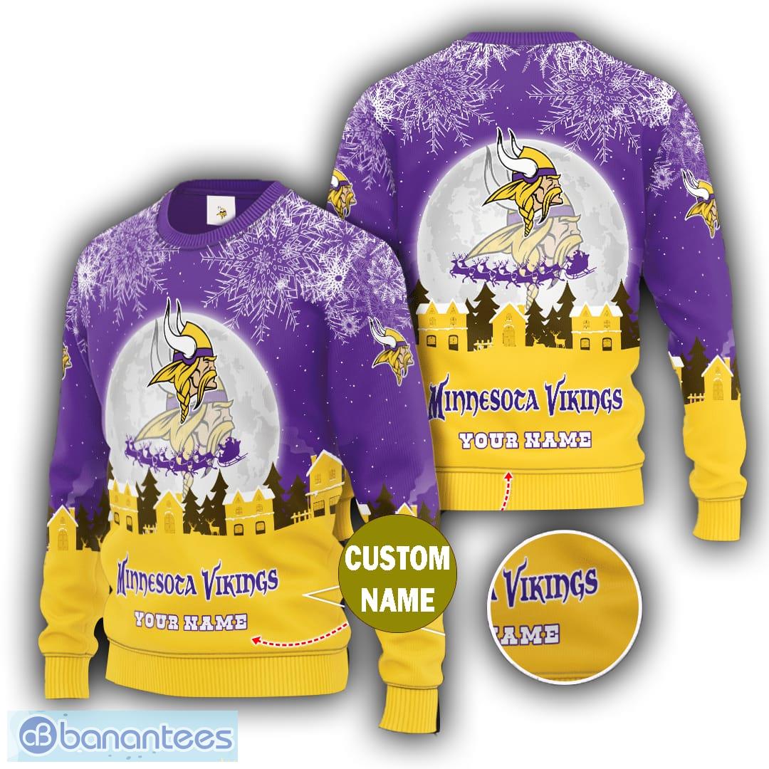 Personalized Minnesota Vikings Freezing 3D Knitted Sweater Gift Christmas  For Men Women - Banantees