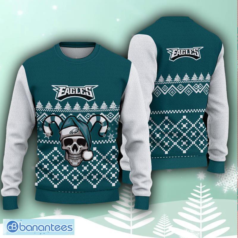 Philadelphia Eagles Christmas Skull All Over Print Wise Ugly Sweater Gifr  For Fans - Banantees