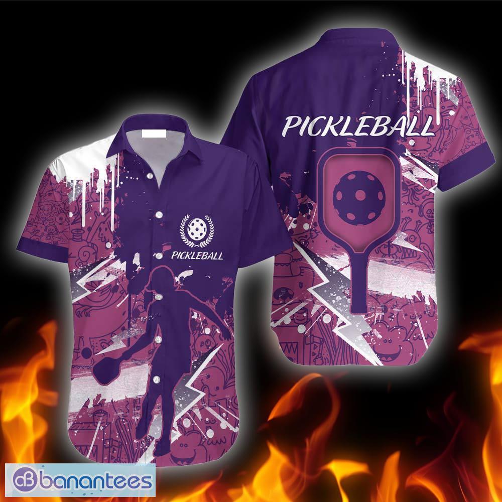 New Arrivals Pickleball Player Purple Pink Hawaiian Shirt for Men & Women FHW1012, Colorful / L