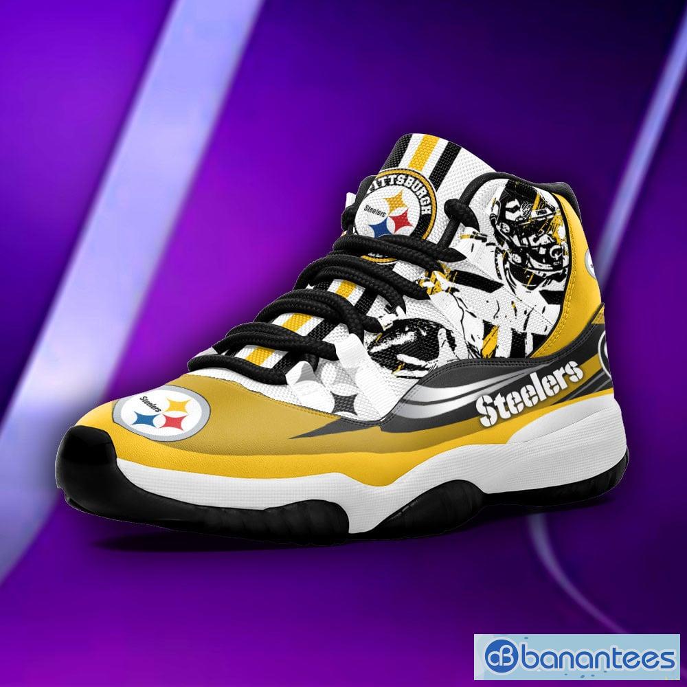 Pittsburgh Steelers Black Yellow Shoes Air Jordan 13 - Banantees