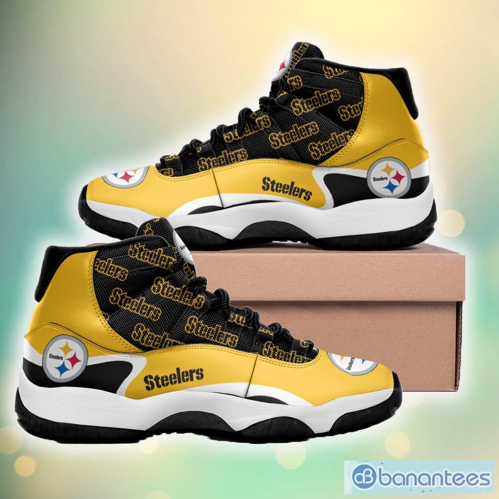 Pittsburgh Steelers Black Yellow Shoes Air Jordan 13 - Banantees