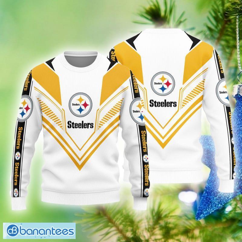 Pittsburgh Steelers Logo Knitted Snowflakes Pattern Ugly Christmas Sweater  - Banantees