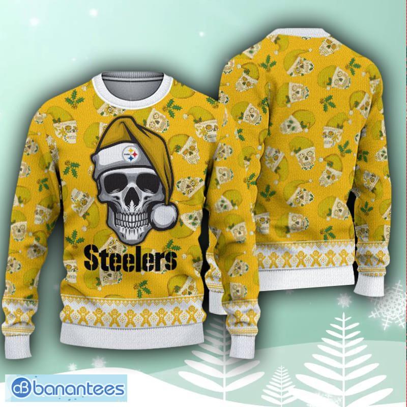 Pittsburgh Steelers Fans Skull Holiday Knitted Christmas Sweater