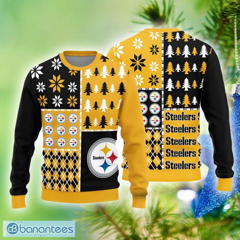 Pittsburgh Steelers Logo Knitted Pine Trees Pattern Ugly Christmas
