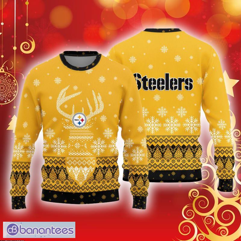 Pittsburgh Steelers Logo Knitted Snowflakes Pattern Ugly Christmas Sweater  - Banantees