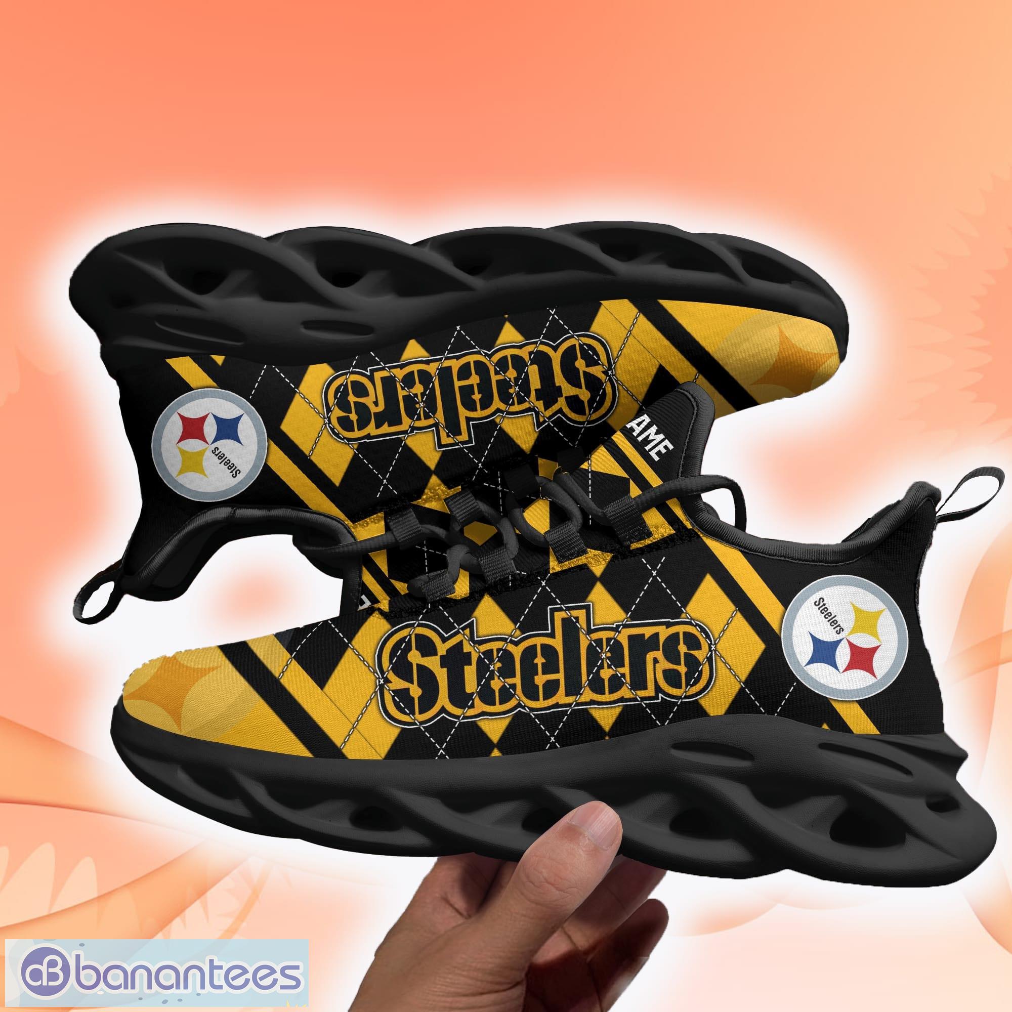 Custom Name NFL Pittsburgh Steelers Style Logo Caro Max Soul Shoes