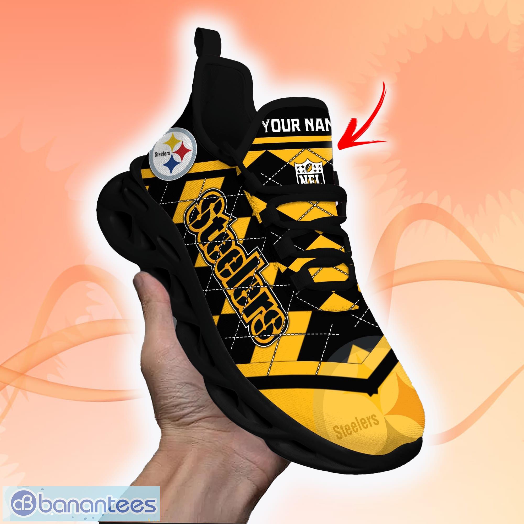 Custom Name NFL Pittsburgh Steelers Style Logo Caro Max Soul Shoes