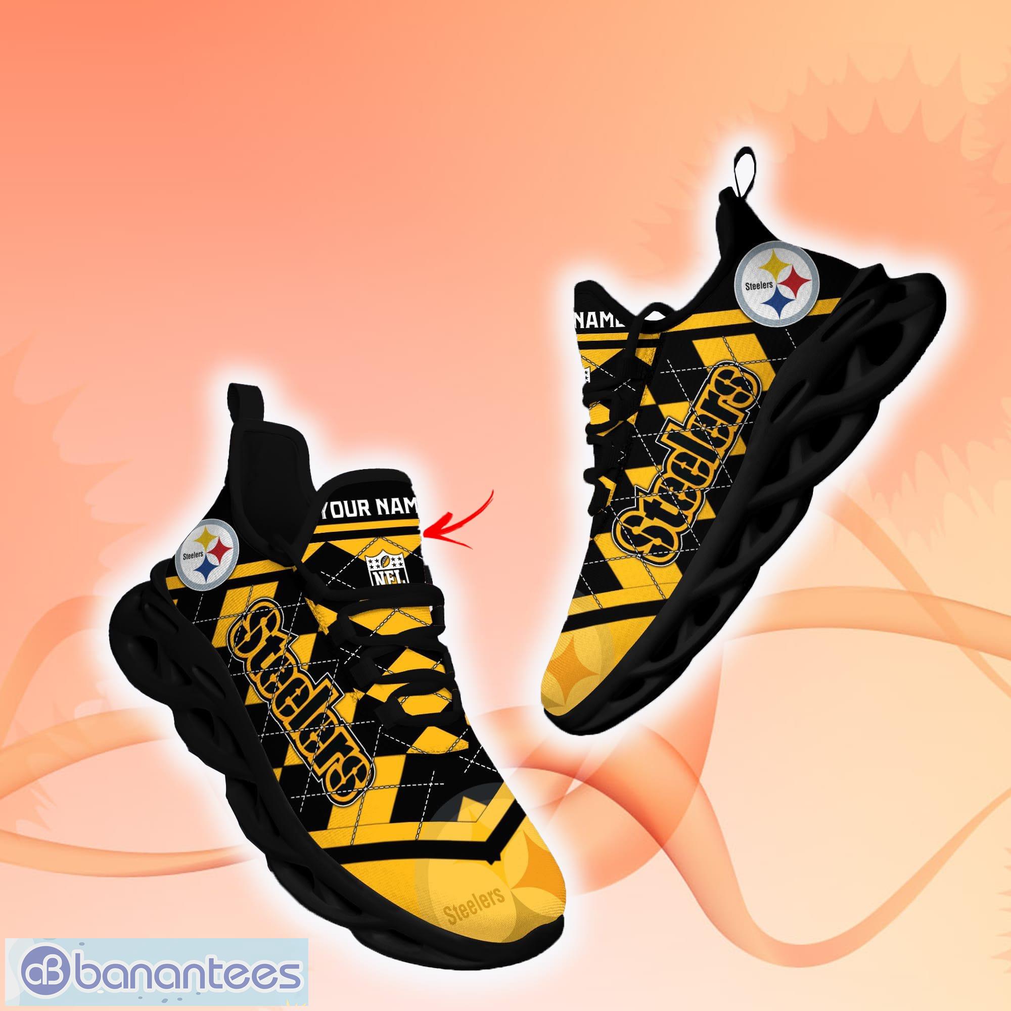 Custom Name NFL Pittsburgh Steelers Style Logo Caro Max Soul Shoes