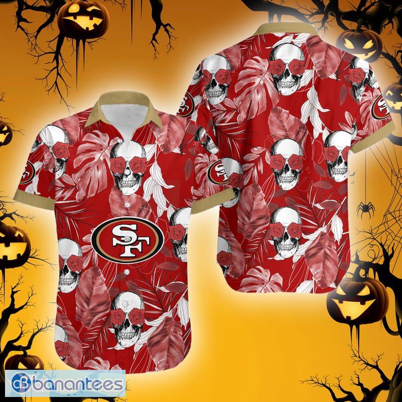 NFL San Francisco 49ers Skull Leaf Halloween Fans Hawaiian Shirt