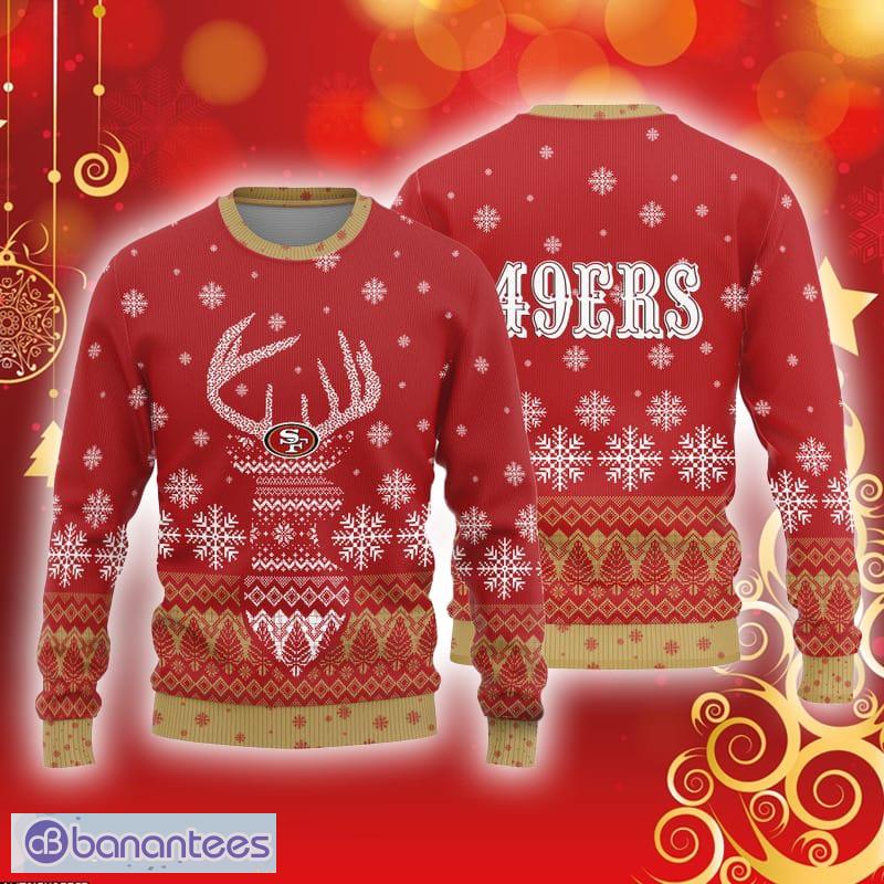 San Francisco 49ers Christmas Reindeer Pattern Ugly Sweater For Men Women -  Banantees