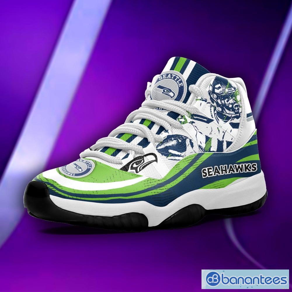 Seattle Seahawks NFL Logo Navy Impressive Design Air Jordan 11 Shoes