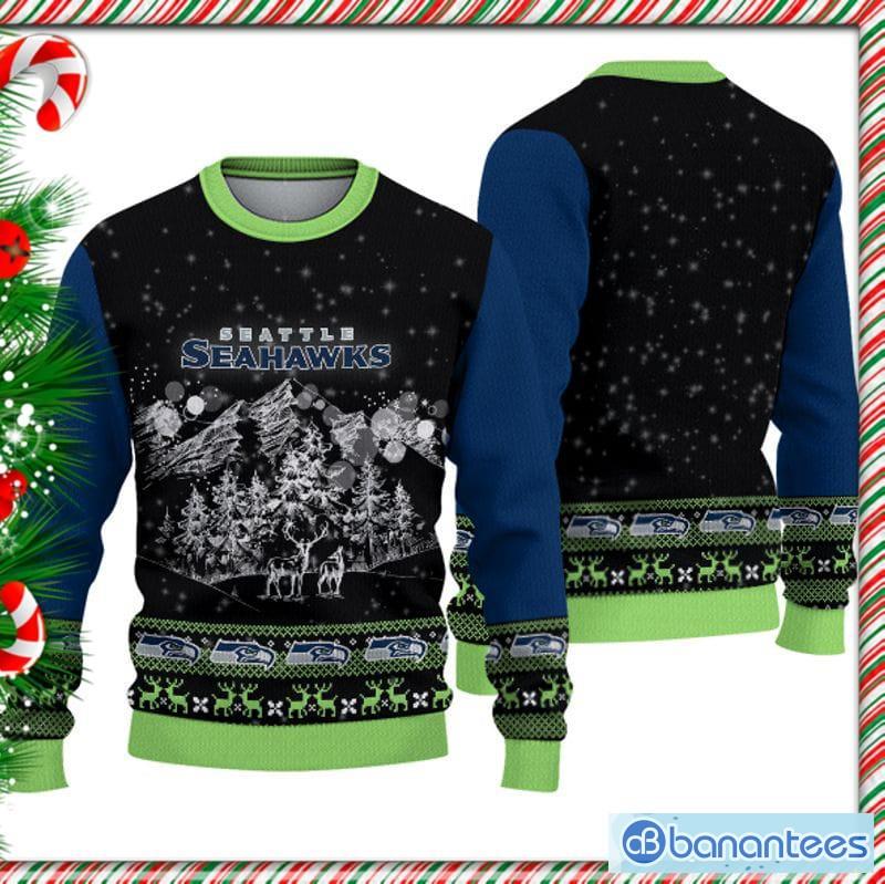 Seattle Seahawks Christmas Forrest Knitted Ugly Sweater AOP For Men And  Women Gift Fans - Banantees