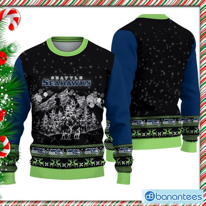 Seattle Seahawks Santa Hat Christmas Light Shirt - Banantees