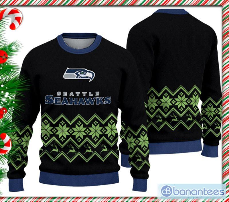 Christmas Gift Seattle Seahawks Christmas Snowflakes Pattern 3D Ugly  Christmas Sweater For Men And Women