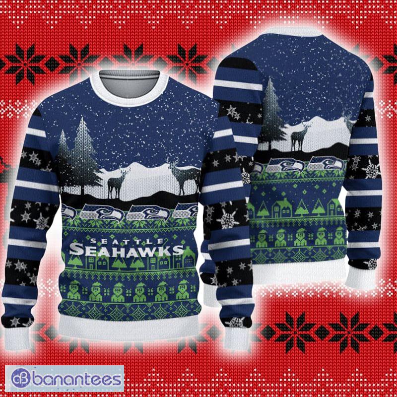 Seattle Seahawks Christmas Reindeers Pattern Ugly Sweater For Men Women -  Banantees