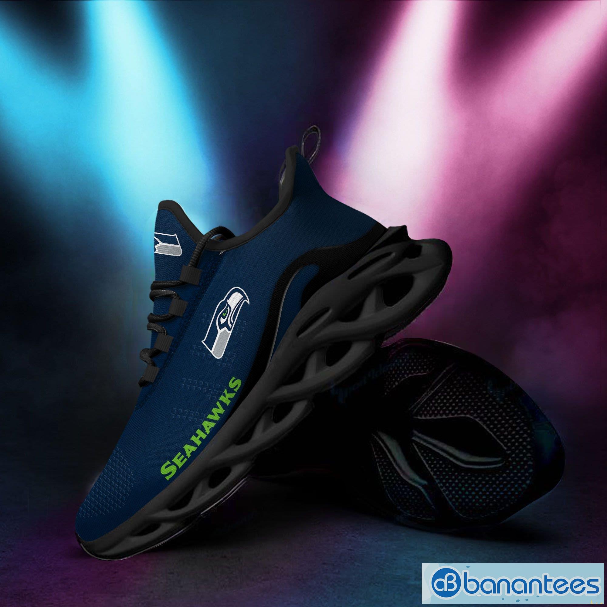 Seattle Seahawks Logo Black Stripe Running Sneaker Max Soul Shoes In Navy  Blue Gift For Men And Women - Banantees