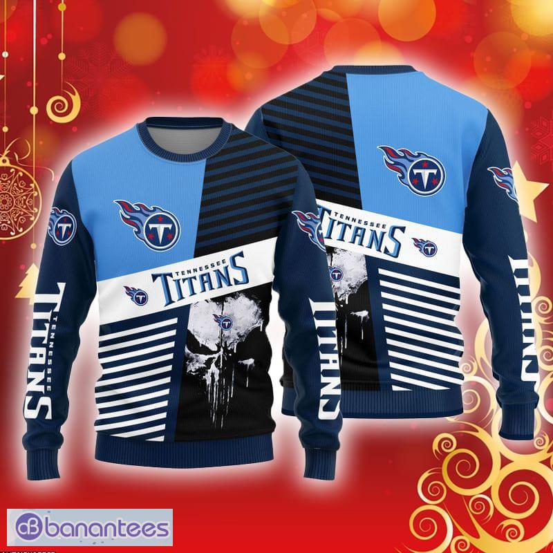 Tennessee Titans Christmas Skull Halloween Ugly Christmas Sweater -  Banantees