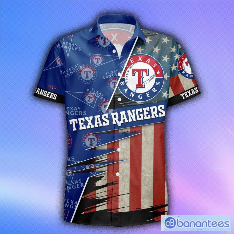 Texas Rangers American Flag Logo Hawaiian Shirt Vacation Gift For Men And  Women Gift - Banantees