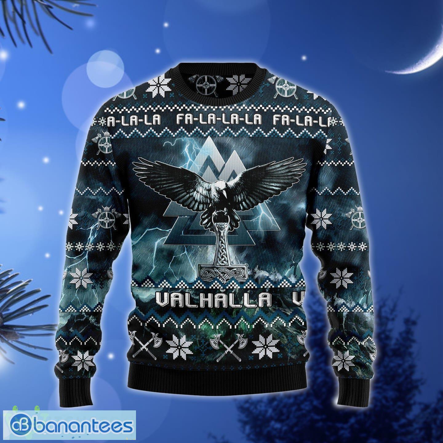 Viking Sweater Fa-la-la-Valhalla Viking Ship Viking Christmas Sweater (Size: L)