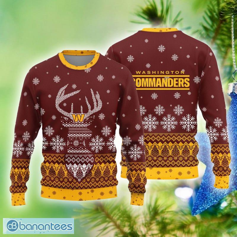 Washington Football Team Snowflakes Reindeer Pattern Ugly Xmas