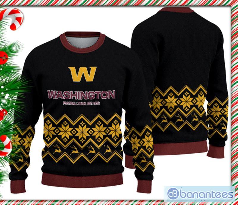 Washington Football Team Christmas Pattern Knitted Ugly Sweater AOP For Men  And Women Gift Fans - Banantees