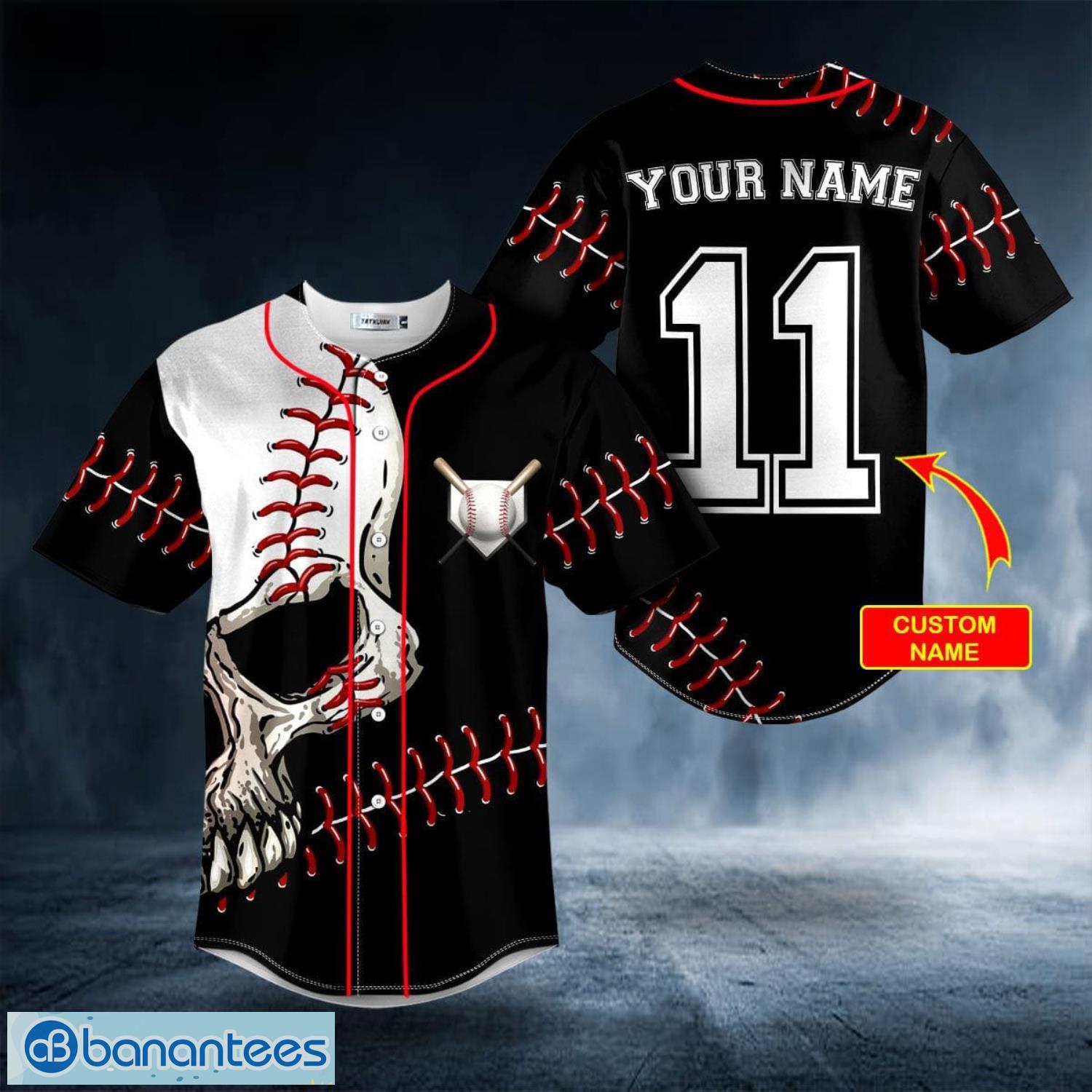 11 Walk-Off Ball N Skull Custom Name All Over Print Baseball Jersey Shirt Product Photo 5