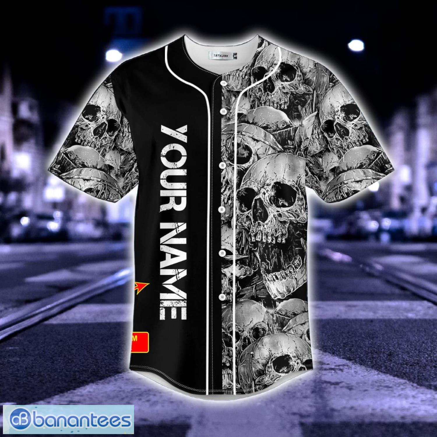 Crack Liquid Skull Custom Name All Over Print Baseball Jersey Shirt Product Photo 3