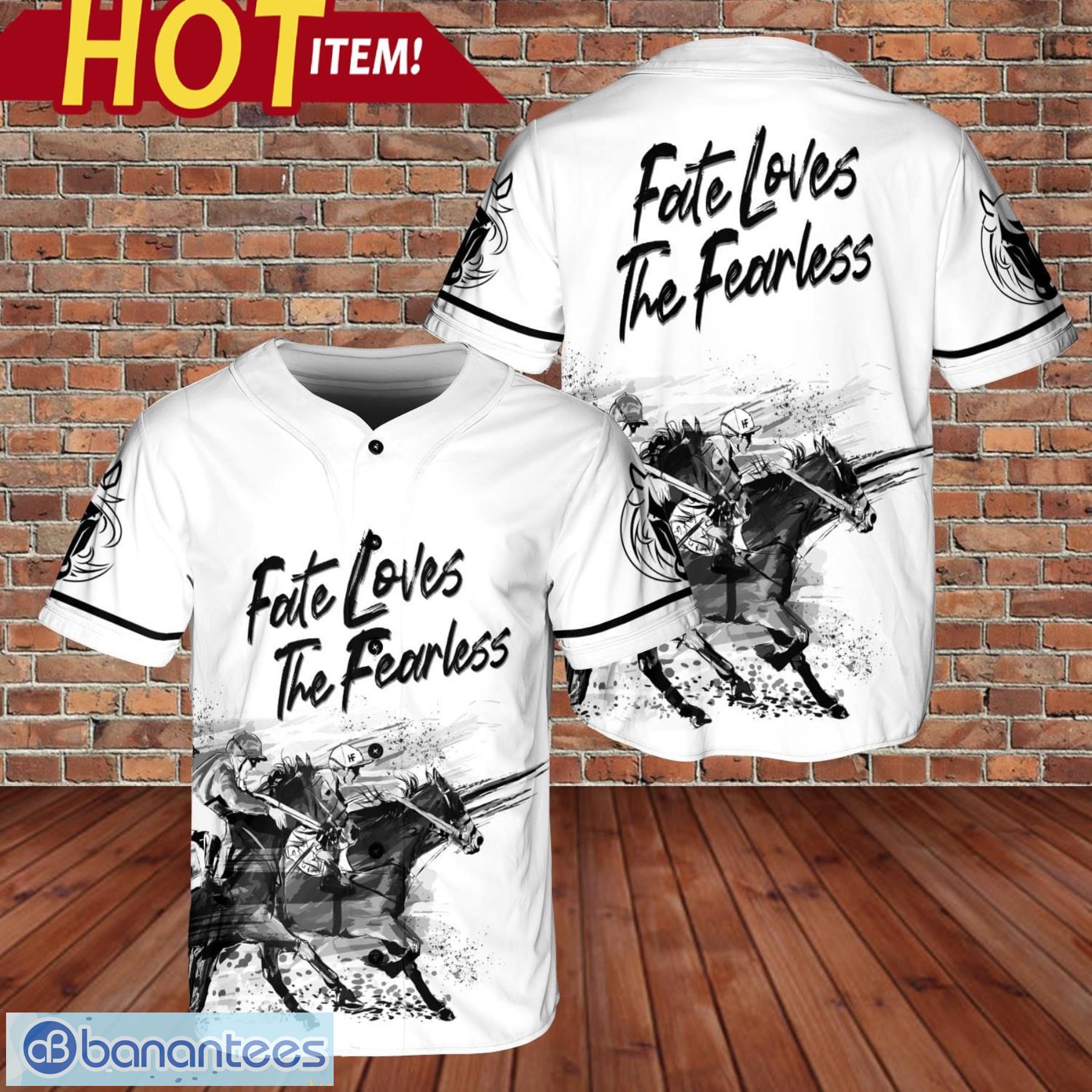 Custom Name Fate Loves The Fearless Horse Racing All Over Print Baseball Jersey Product Photo 1