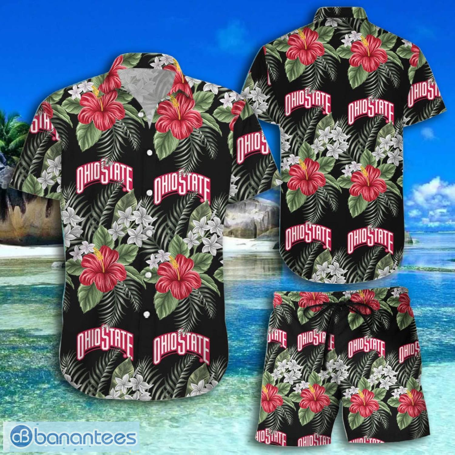 Ohio State Buckeyes Habicus Tropical Black Short Sleeve Hawaiian Shirt And Short Product Photo 1 Ohio State Buckeyes Habicus Tropical Black Short Sleeve Hawaiian Shirt And Short Product Photo 1