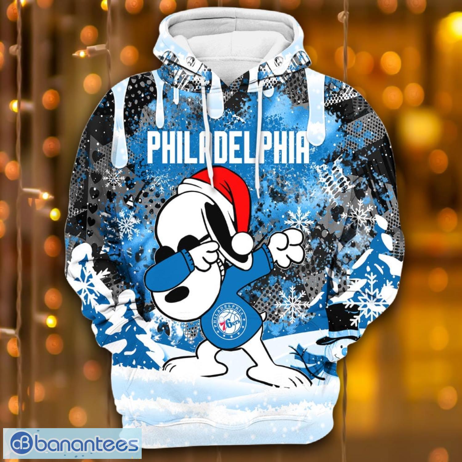 Philadelphia 76ers Snoopy Dabbing The Peanuts Sports Football American Christmas All Over Print 3D Hoodie Product Photo 3