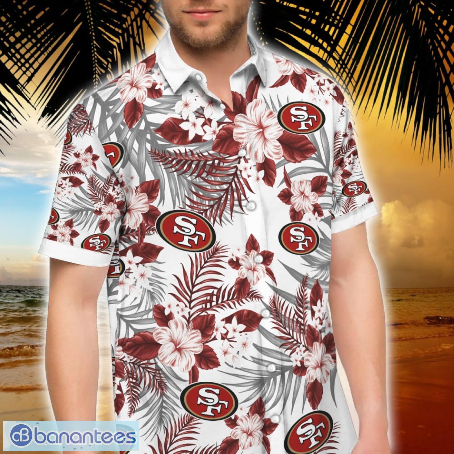 San Francisco 49Ers Logo And Tropical Pattern Short Sleeve Hawaiian Shirt  And Short - Banantees