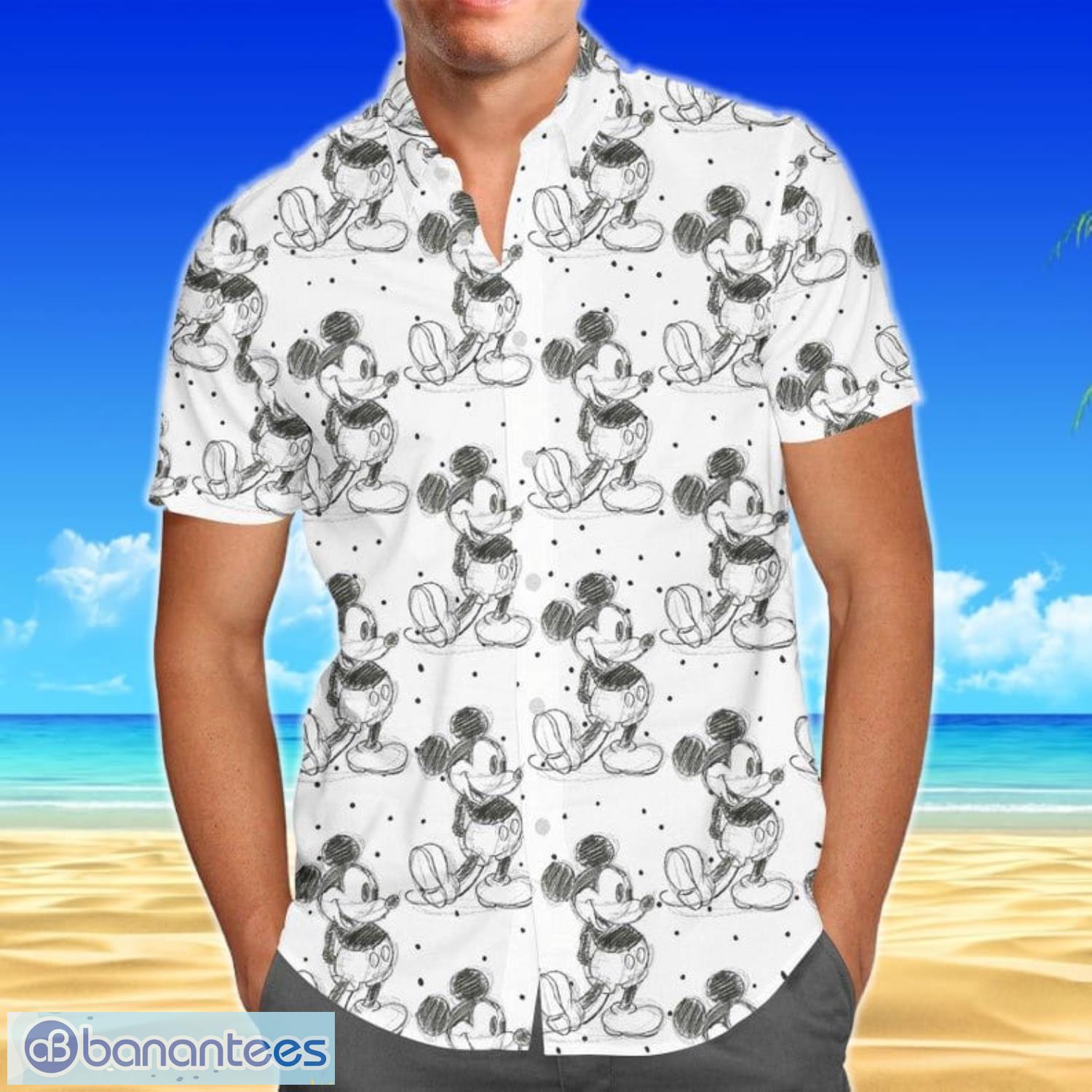 Sketch Of Mickey Mouse Cartoon Disney Short Sleeves Hawaiian Shirt Product Photo 1