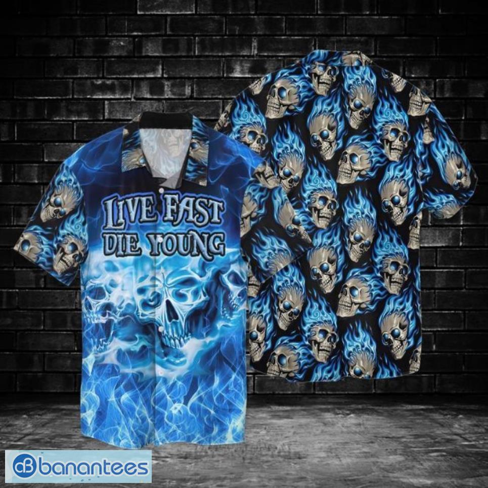 Skull Live Fast Die Young Short Sleeves Hawaiian Shirt Product Photo 1