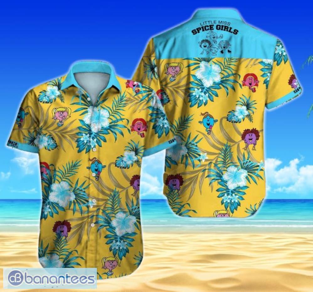 Spice Girls Tropical Flowers Pattern Yellow Short Sleeves Hawaiian Shirt Product Photo 1