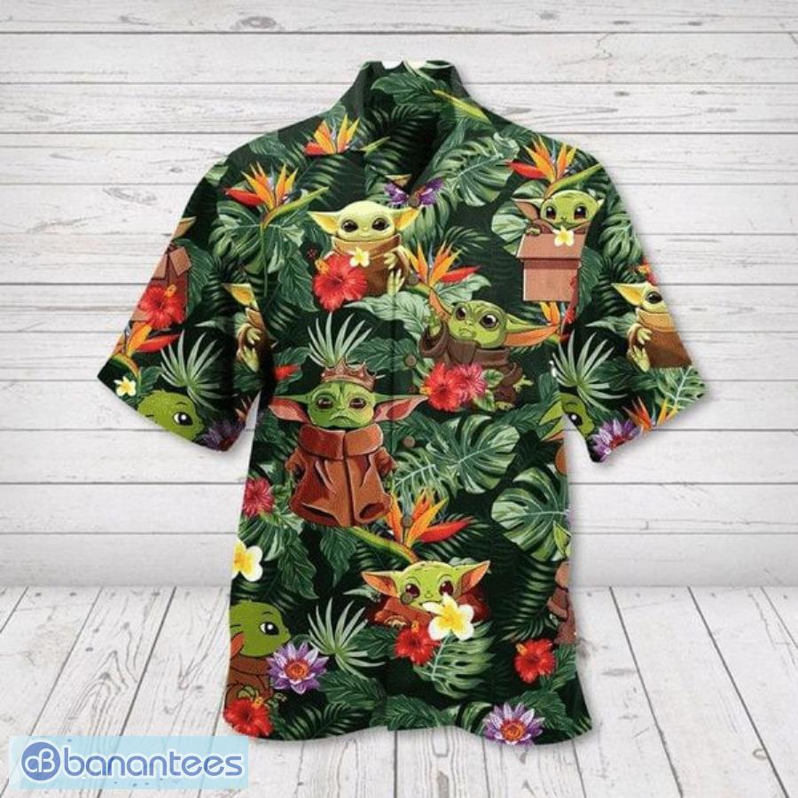 Cute Baby Yoda Mandalorian Hibiscus Hawaiian Shirt, Star Wars