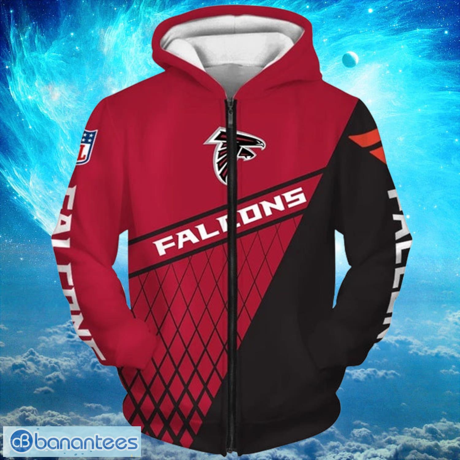 Atlanta Falcons Zip Up Red Background Hoodies Full Over Print Product Photo 1