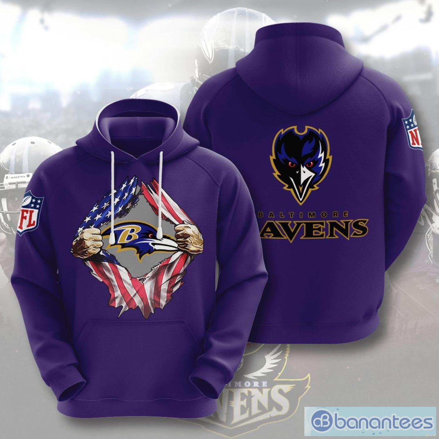 Baltimore Ravens All Over Print 3D Hoodie - Banantees