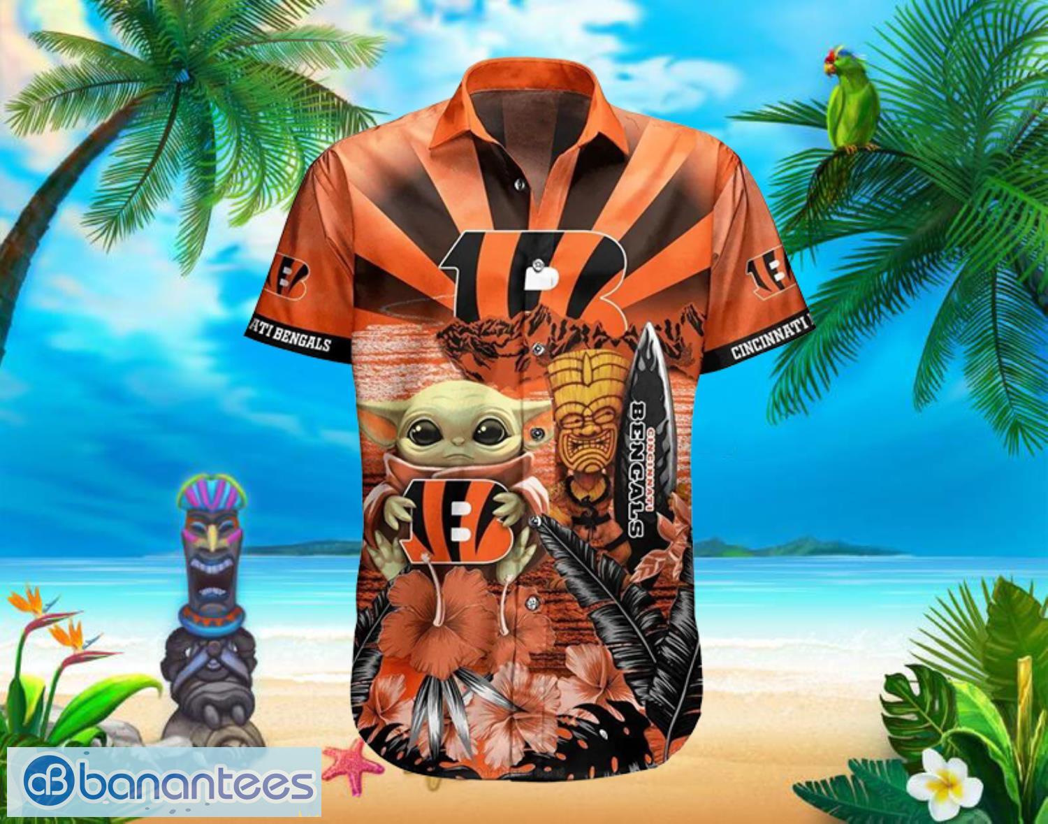 Bengals  Baby Yoda Star Wars Beach Summer Hawaiian Shirt Full Over Print Product Photo 2
