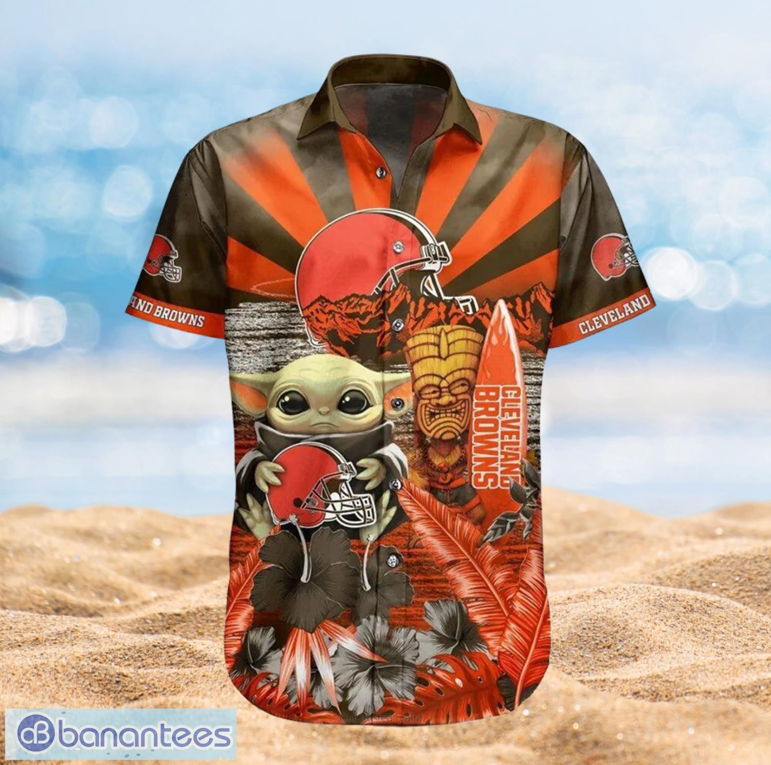 Browns Baby Yoda Star Wars Beach Summer Hawaiian Shirt Full Over Print Product Photo 2