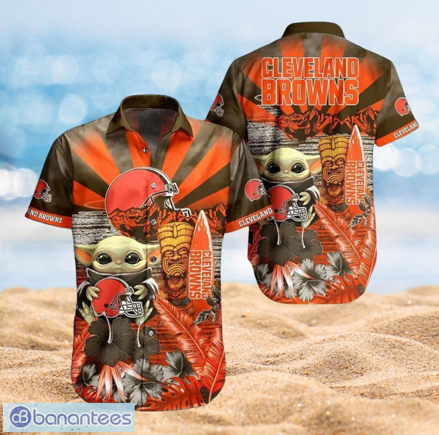 Browns Baby Yoda Star Wars Beach Summer Hawaiian Shirt Full Over Print Product Photo 1